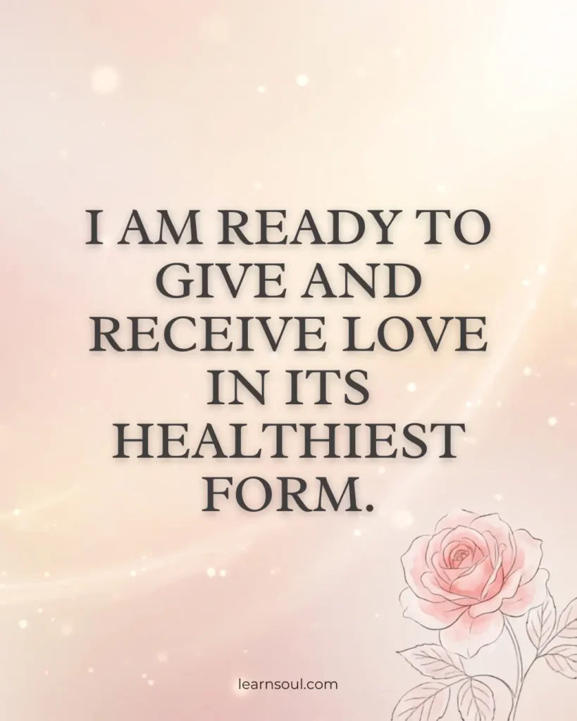I am ready to give and receive love in its healthiest form.